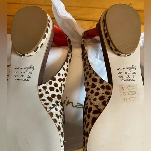 NIB! Beautiful Women's Leopard Print Slingback Shoes with Red hearts ❤️ - Picture 6 of 6